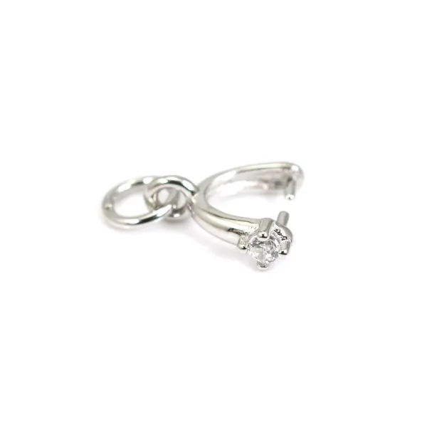 Attache pendentif strass 13mm - oxyde de zirconium & Argent 925 rhodié x 1pc