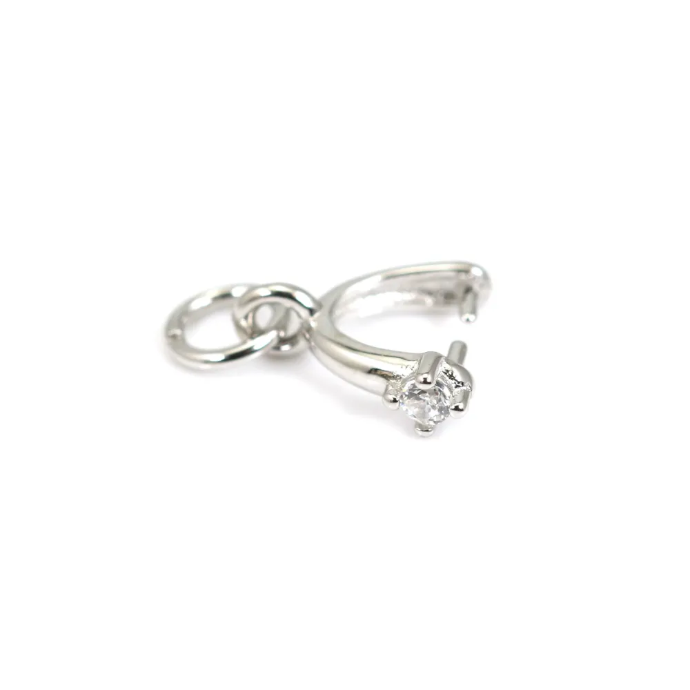 Pendant Bail 13mm rhinestones - zirconium oxide & rhodium-plated 925 silver x 1pc