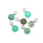 Gras Achat Charm runde flache facettierte 6mm - Rhodiniertes Silber x 1St