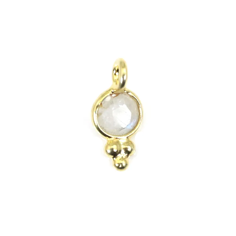 Round faceted Gemstone de lune round faceted silver 925 gilded 5x10mm x 1pc