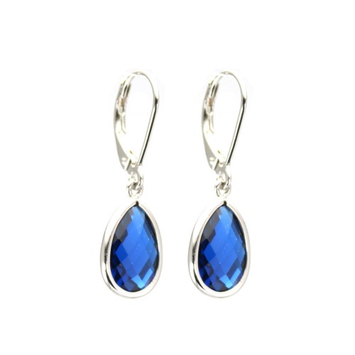 Earrings zirconium oxide drop 10x14mm - Silver 925 rhodium plated x 2pcs