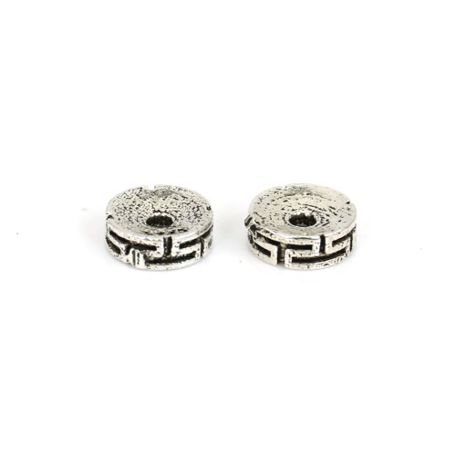 Perle intercalaire rondelle ciselé 3x8mm - Argent 925 niellé x 1pc