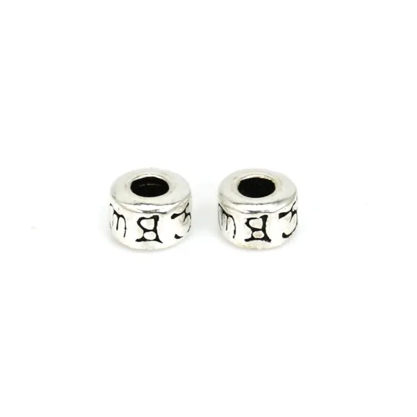Perlina tibetana a rondelle 3.7x5.5mm - Argento 925 niello x 1pc