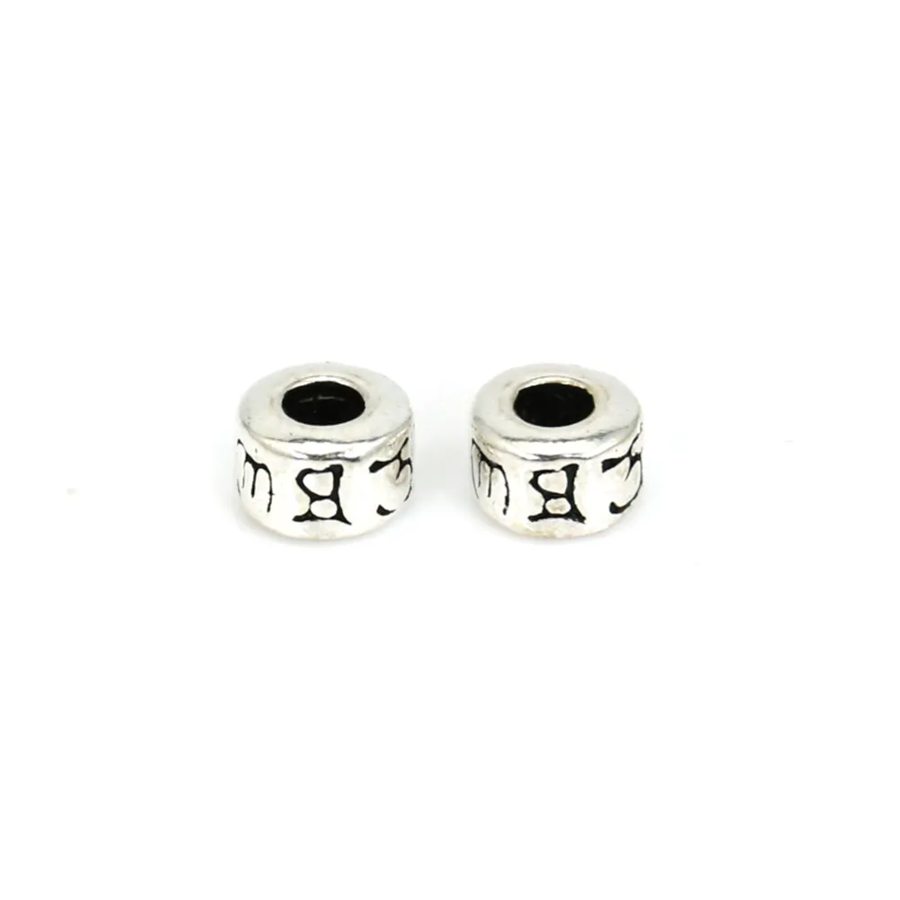 Conta de intercalar rondelle de mantra tibetano 3.7x5.5mm - Prata 925 niello x 1pc