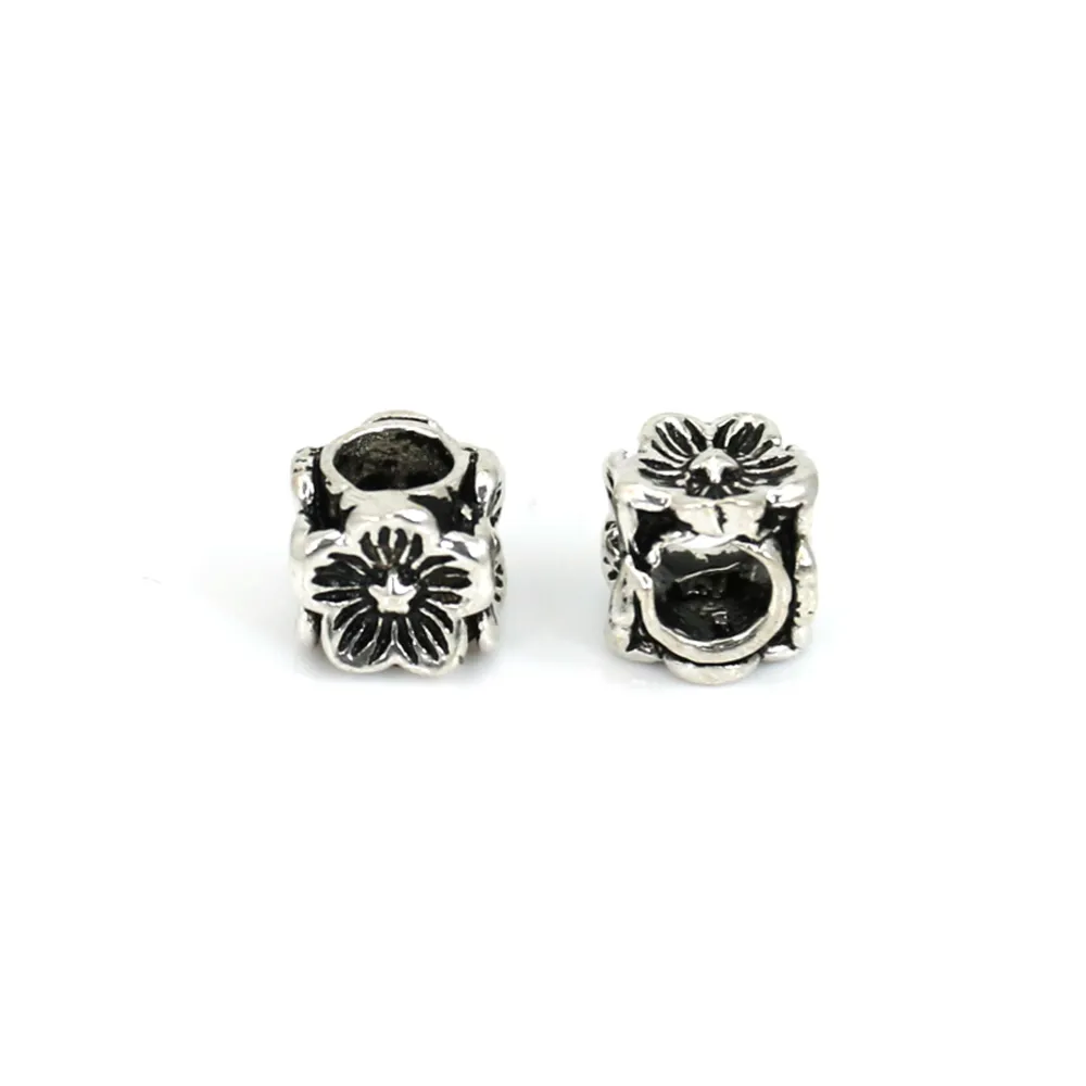 Perle intercalaire fleur 6mm - Argent 925 niellé x 1pc