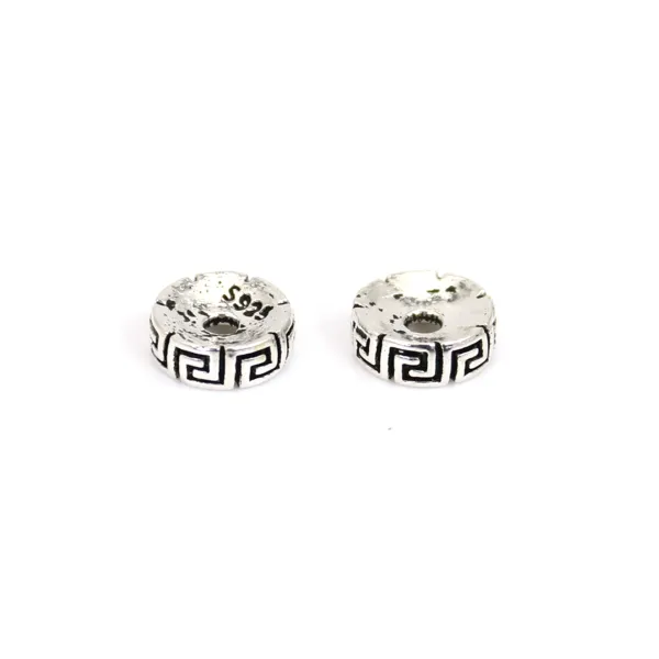 Perle intercalaire rondelle grecque 3x8mm - Argent 925 niellé x 1pc