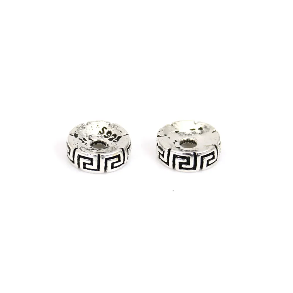 Perle intercalaire rondelle grecque 3x8mm - Argent 925 niellé x 1pc
