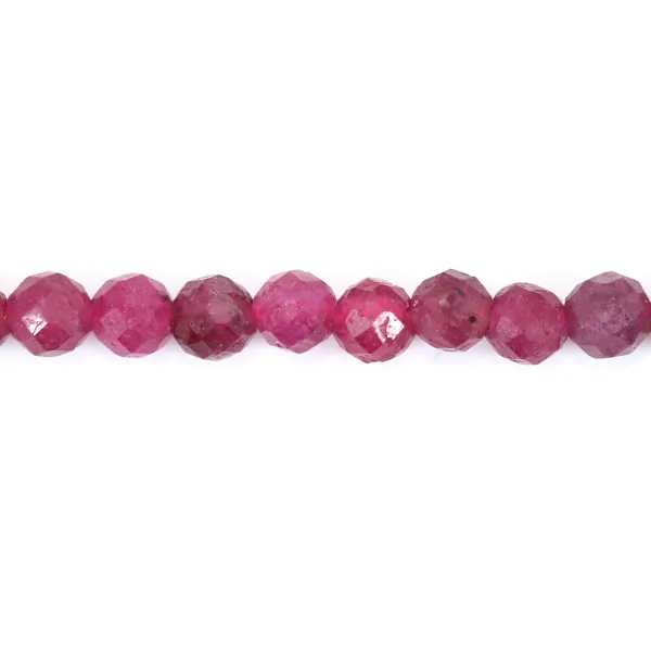 Rubi aquecido redondo facetado 3mm - qualidade B x 39cm