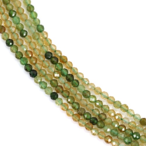 Tourmaline jaune vert dégradé rond facetté 2mm x 40cm