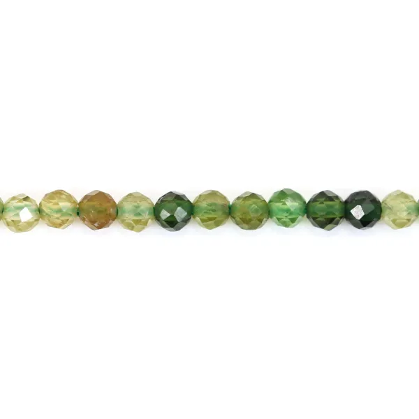 Turmalina amarela verde gradiente redonda facetada 2mm x 40cm