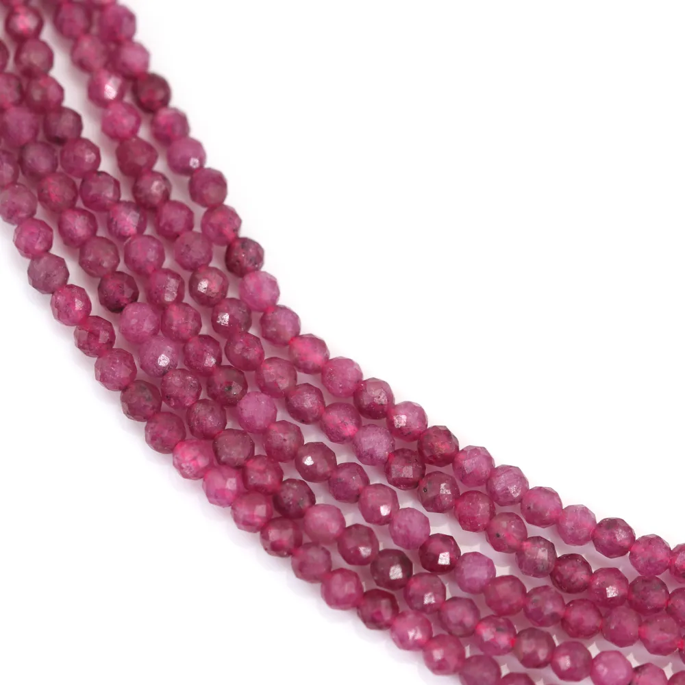 Rubis chauffé rond facetté 2mm x 39cm