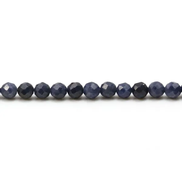 Round faceted blue sapphire 4mm x 40cm