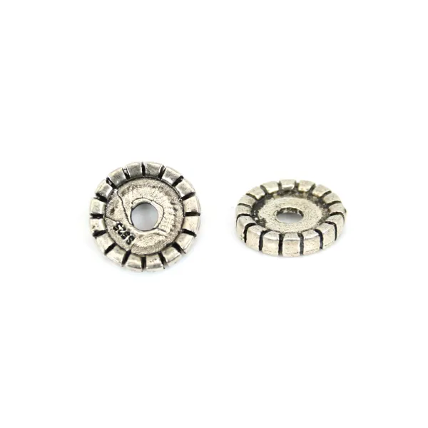 Perle intercalaire rondelle heishi strié 2x9.5mm - Argent 925 niellé x 1pc