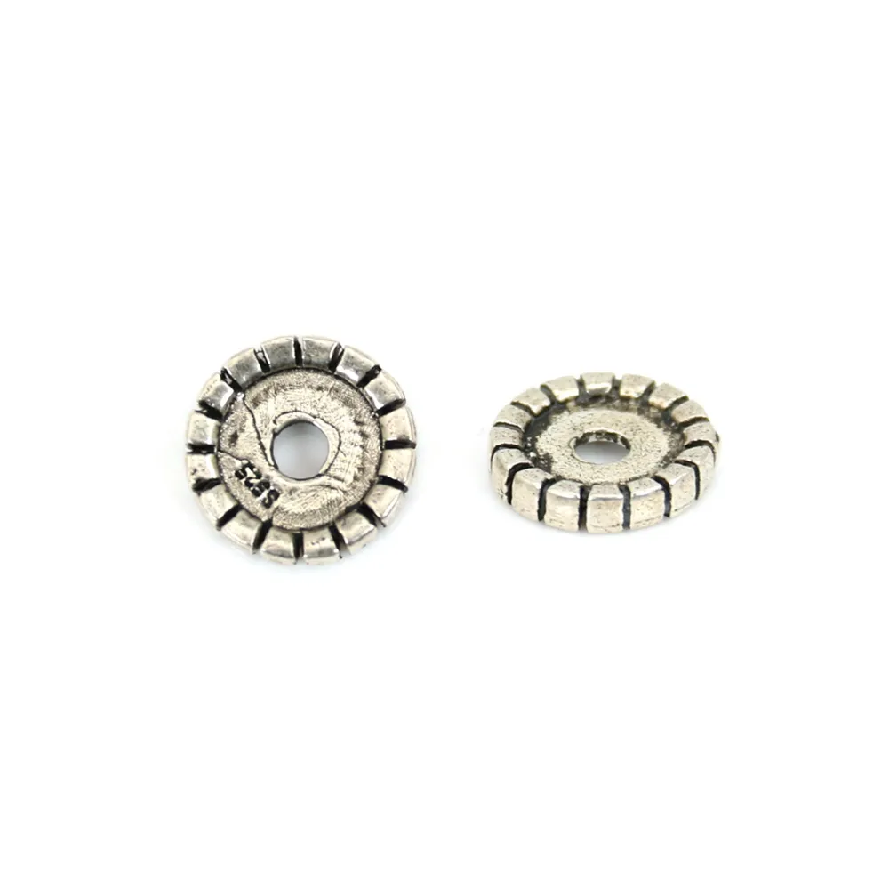 Perle intercalaire rondelle heishi strié 2x9.5mm - Argent 925 niellé x 1pc