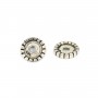 Perle intercalaire rondelle heishi strié 2x9.5mm - Argent 925 niellé x 1pc