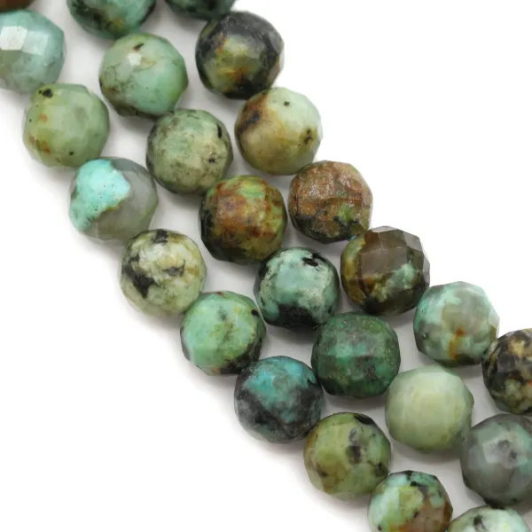 Turquoise africaine de forme ronde facetté, 3mm x 40 cm