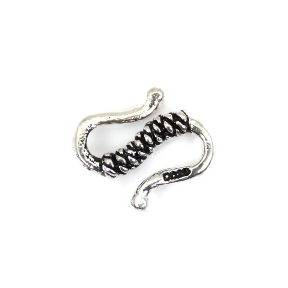 Cierre estilizado en S - Plata 925 niello x 1pc