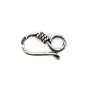 Clasp stylized hook 8x16mm - Silver 925 niello x 1pc