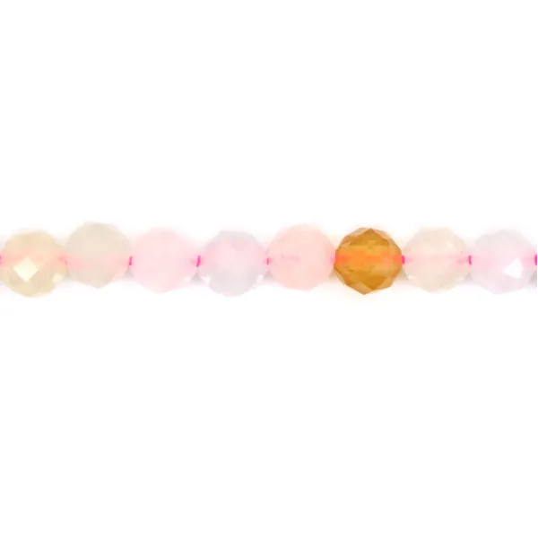 Morganite et aigue marine ronde facette mélangé 4mm x 40cm