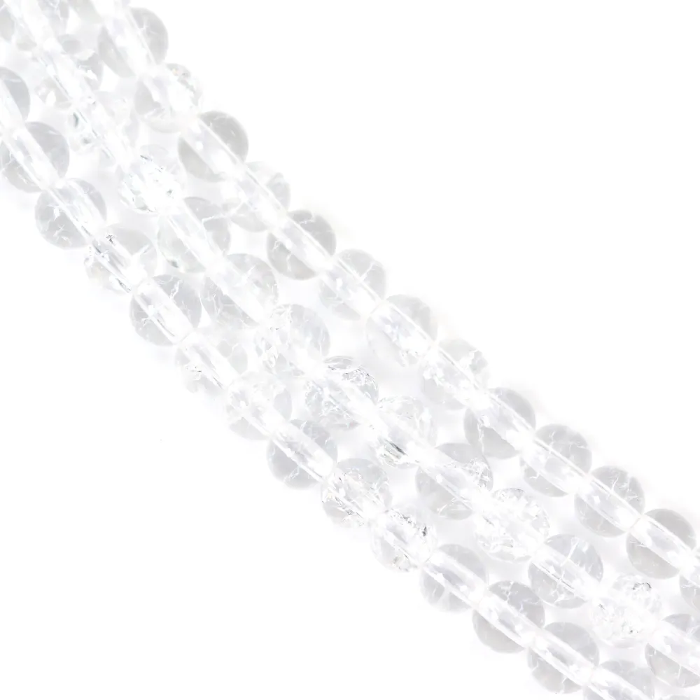 Cristal de roche craquelé rond 4mm x 39cm