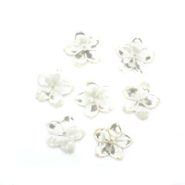 Nacre blanche en fleur à 5 pétales 10mm x 1pc