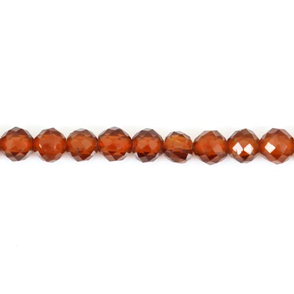 Round faceted Hessonite 3mm x 39cm
