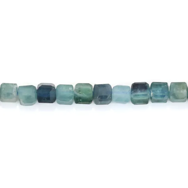 Blue Tourmaline faceted cube 2mm x 39cm