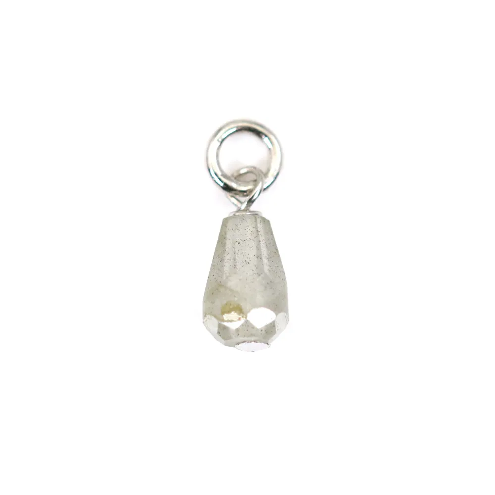 Breloque Labradorite goutte facetté 4x6mm - Argent 925 rhodié x 1pc