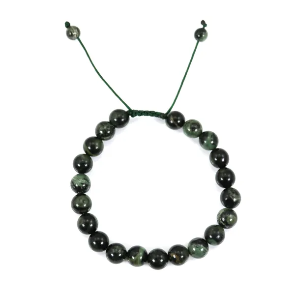 Bracelet Jaspe Kambaba rond 8mm - Réglable macramé x 1pc