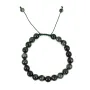 Bracelet Jaspe Kambaba rond 8mm - Réglable macramé x 1pc