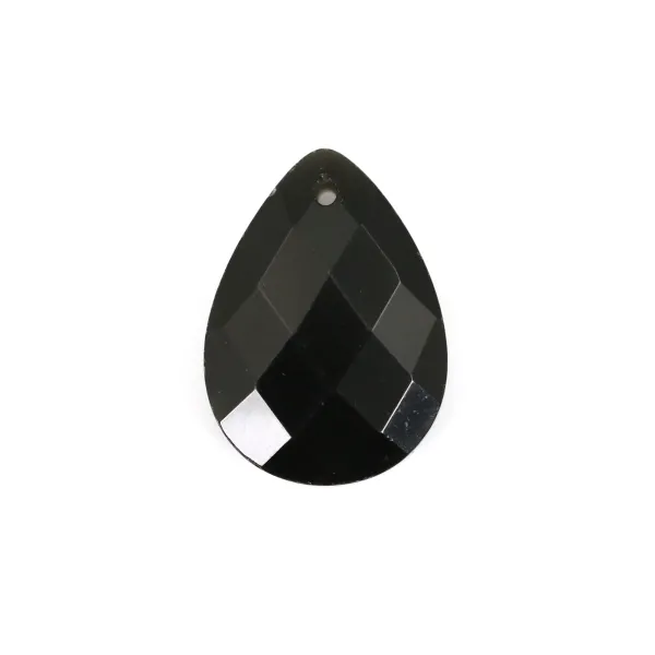 Pingente gota de obsidiana facetada 13x18mm x 1pc