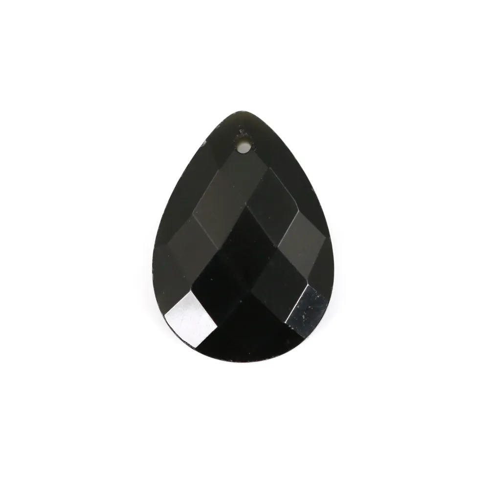 Pendentif Obsidienne goutte facetté 13x18mm x 1pc