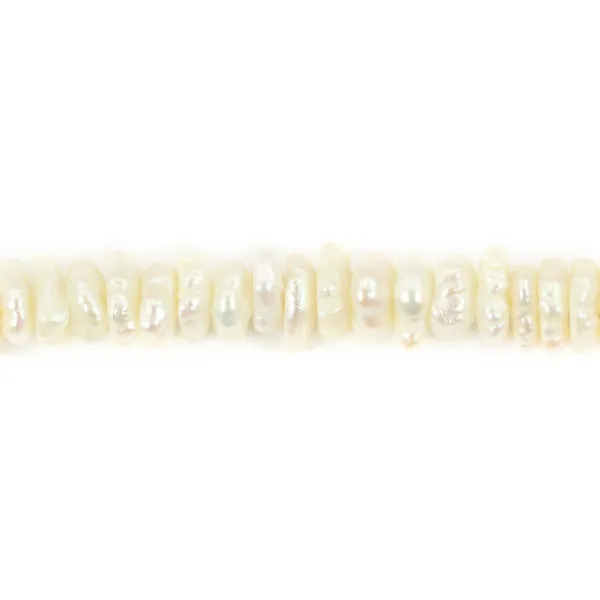 Perle de culture d'eau douce, blanche, rondelle keshi, 4-5mm x 41cm
