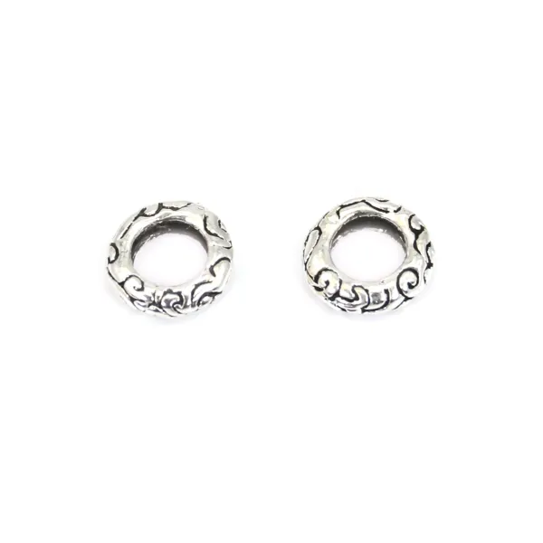 Perlina distanziatrice rotonda 2x8mm - Argento 925 niello x 2 pz