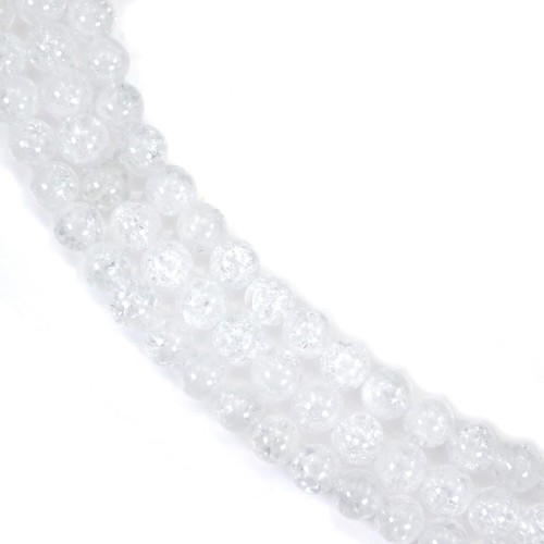 Cristal de roca redondo agrietado 8mm x 39cm