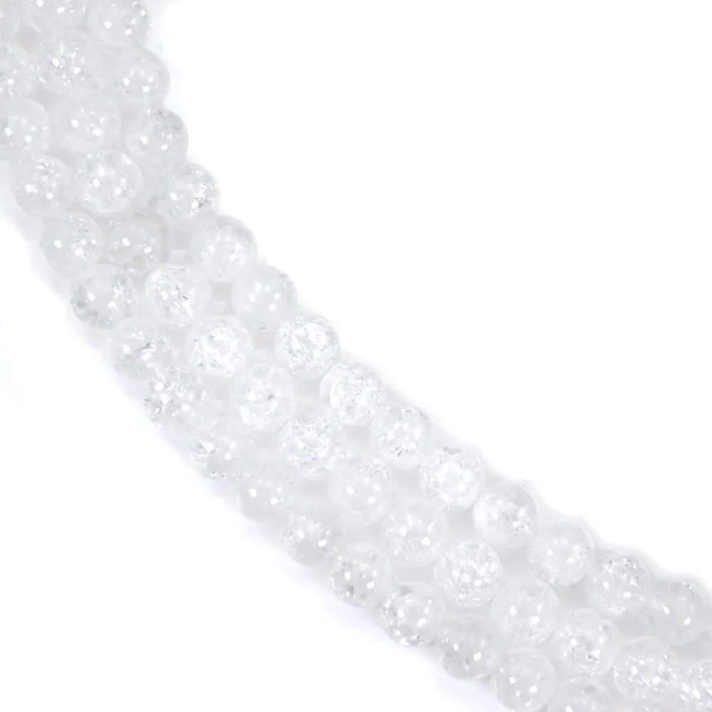 Round cracked rock crystal 8mm x 39cm