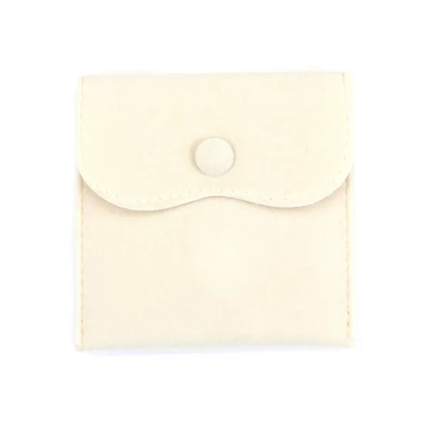 Pochette velours beige à bouton 10x10cm x 1pc