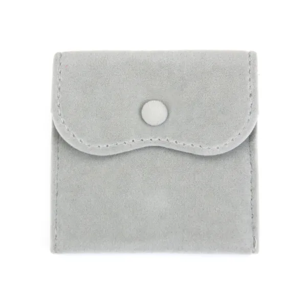 Pochette velours gris à bouton 10x10cm x 1pc
