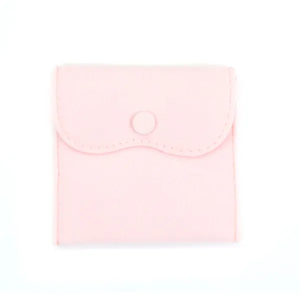 Pochette velours rose à bouton 10x10cm x 1pc