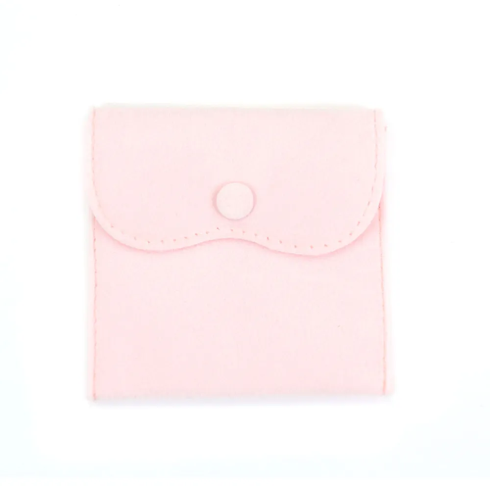 Bolsa de botones de terciopelo rosa 10x10cm x 1ud