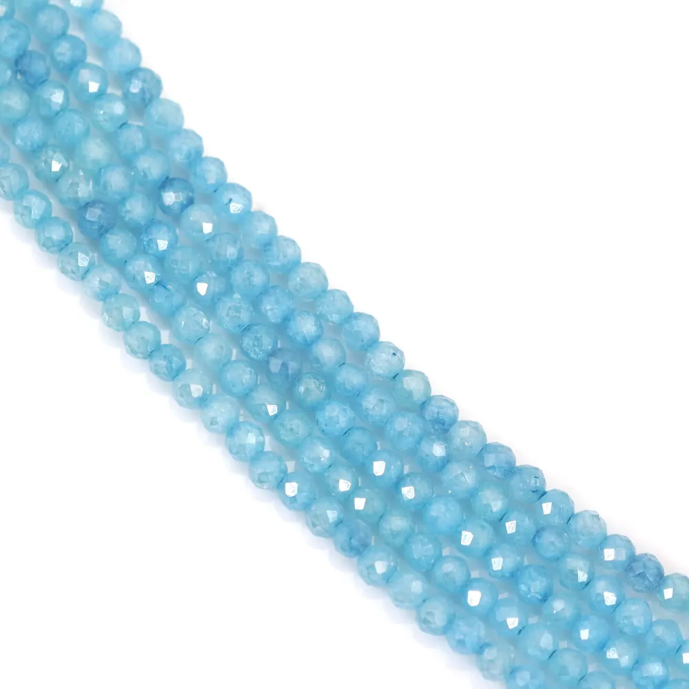 Oxyde de zirconium bleu apatite rond facetté 2mm x 38cm