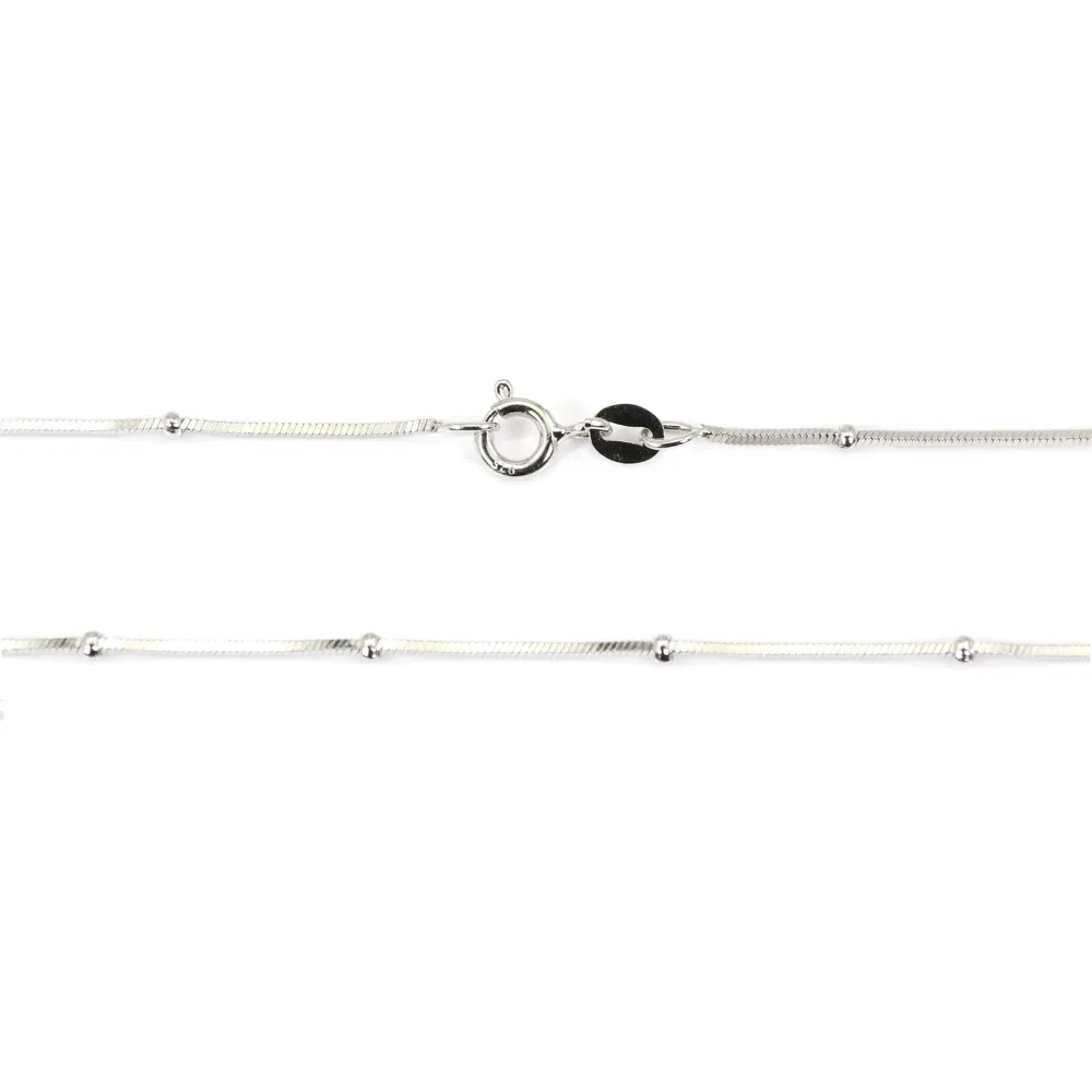 Chaîne perlé maille serpentine carré 0.8mm - Argent 925 rhodié x 40cm