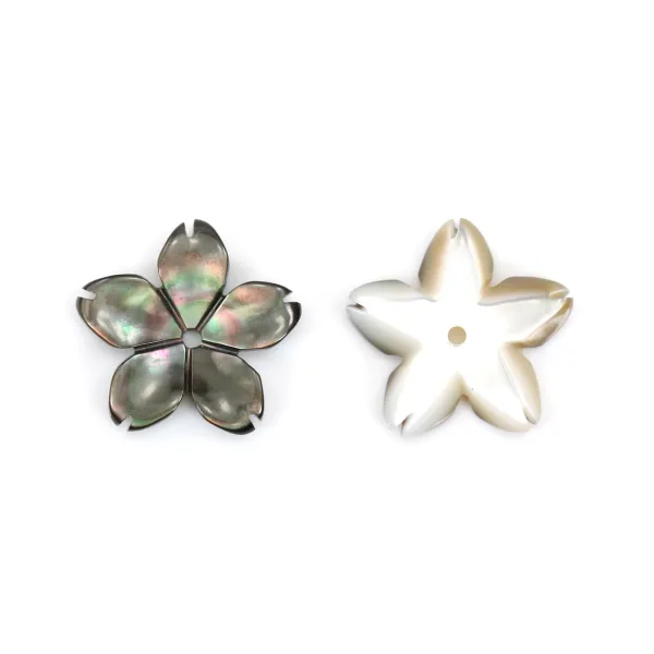 Nacre grise en fleur à 5 pétales 15mm x 1pc