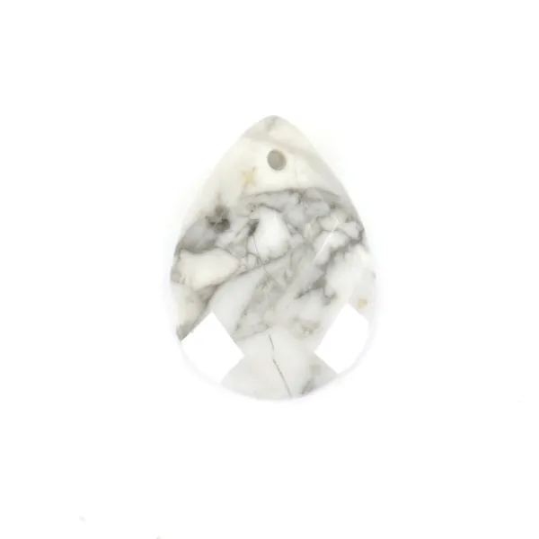 Pendentif Howlite goutte facetté 13x18mm x 1pc