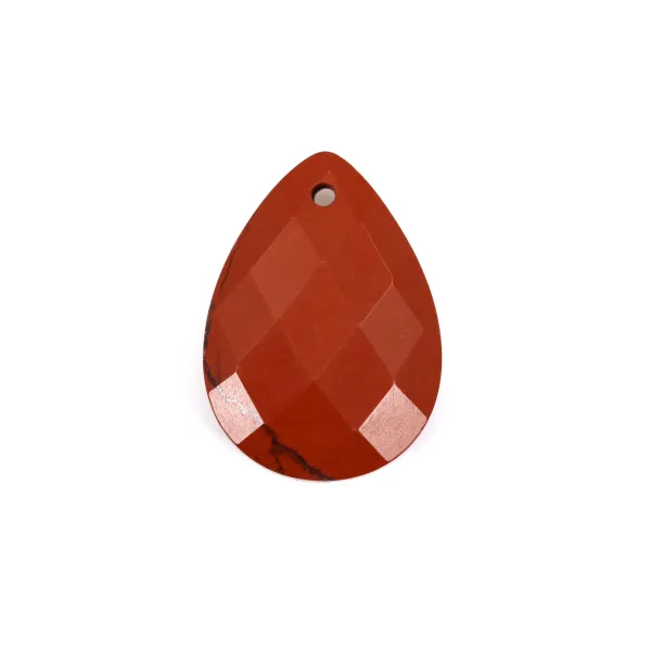 Pingente Jaspe vermelho gota facetada 13x18mm x 1pc