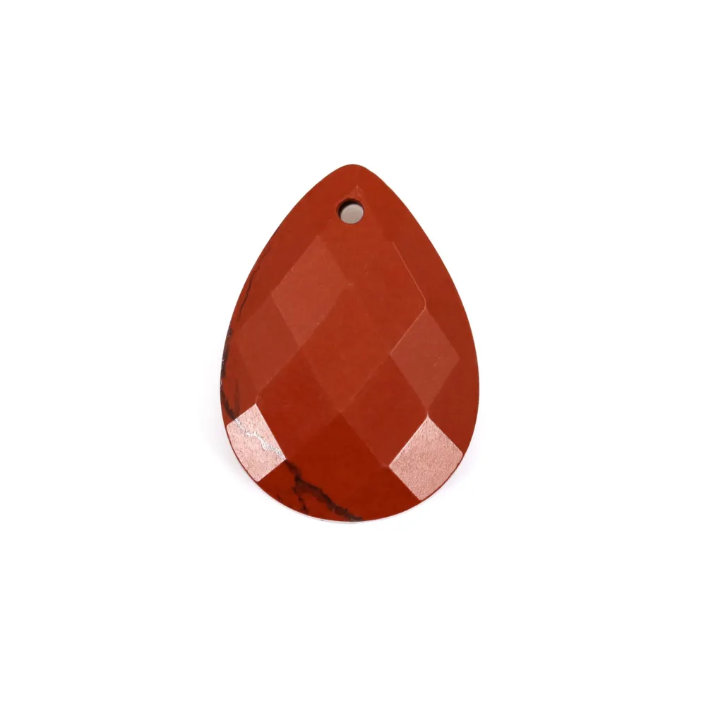 Ciondolo Goccia di diaspro rosso sfaccettato 13x18mm x 1pc