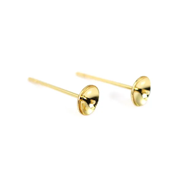 Clou d'oreille pour semi percée coupelle 5mm - Acier Inox 304 doré x 4pcs