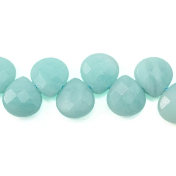 Amazonite, flat faceted drop, 10x10mm x20cm