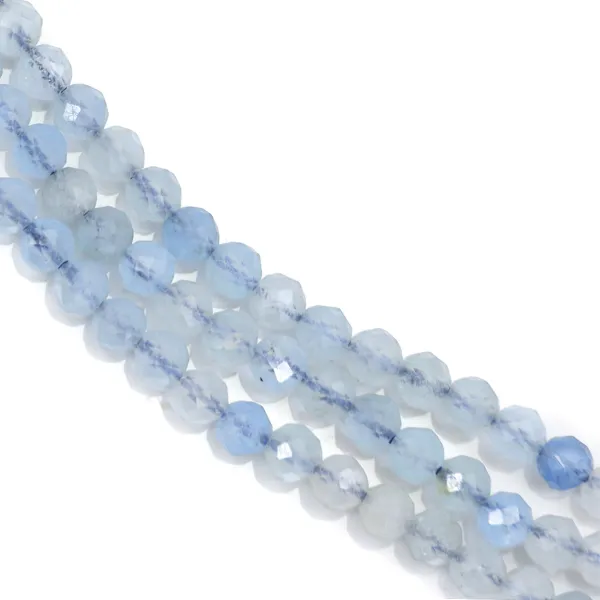 Aquamarine faceted round 3-4mm x 40cm