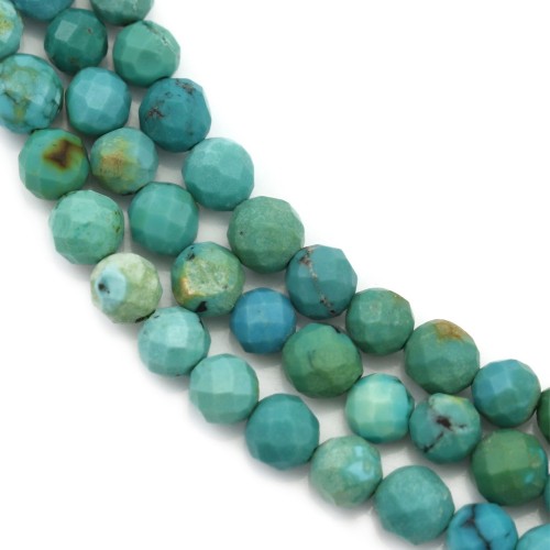 Turquoise ronde facetté 4mm sur fil 39cm